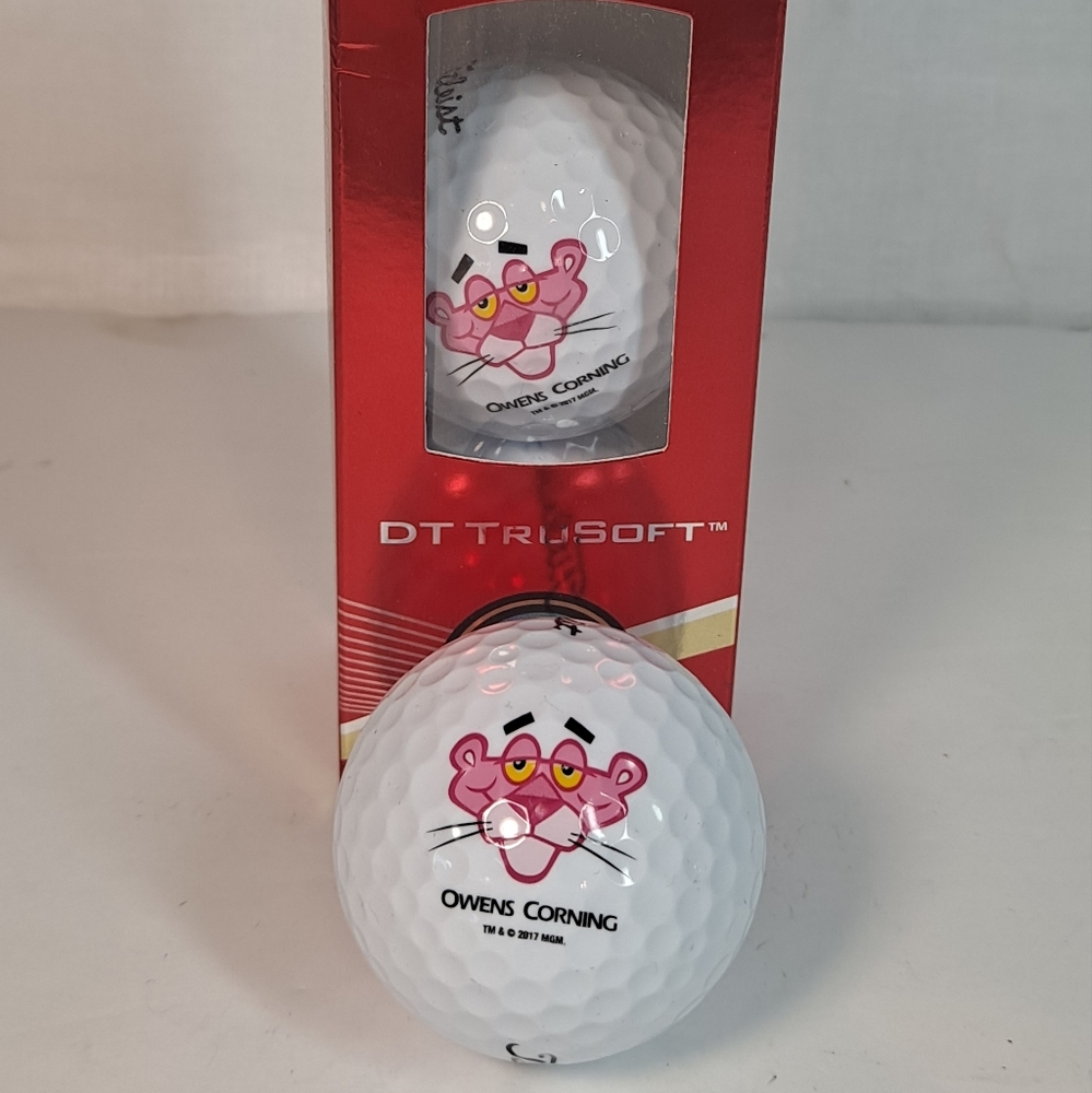 NEW * 3 Pack TITLEIST DT TRUSOFT Golf Balls PINK PANTHER OWENS CORNING